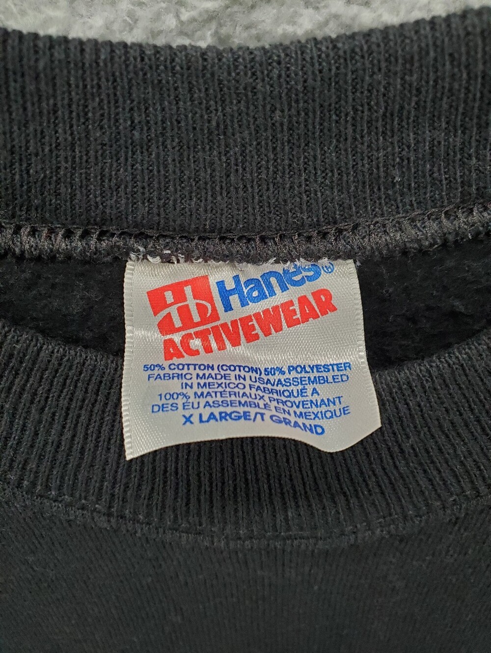 Vintage Hanes Crewneck Sweatshirt Size XL Black Blank - Picture 2 of 5